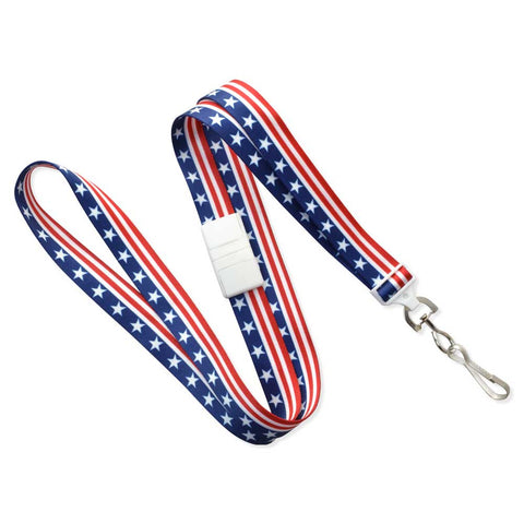 Patriotic Lanyard - Stars & Stripes 5/8" (100/Pack) - Wristbands.com