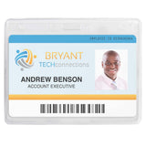 Vinyl Horizontal Badge Holder with Slot and Chain Holes, 4" x 3" Clear (100/Pack) - Wristbands.com