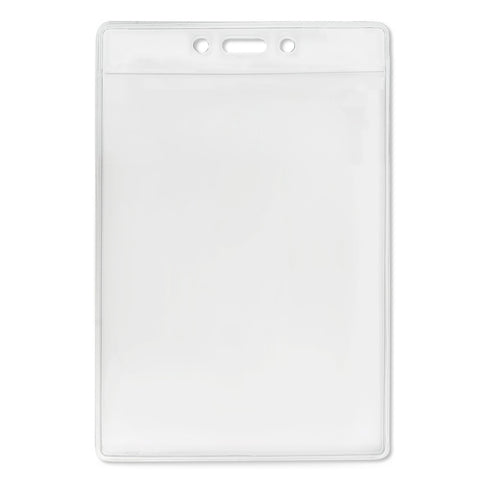Vinyl Vertical Badge Holder with Slot and Chain Holes, 3.13" x 5.25" Clear (100/Pack) - Wristbands.com