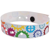 SuperBand® Expressions Plastic Wristbands 3/4" Gears Design 4069 - Light Blue (500/Box) - Wristbands.com