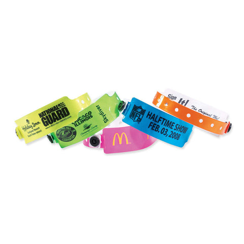 1" Custom Vinyl Wristbands Imprinted Snap Closure 420P (500/Box) - Wristbands.com