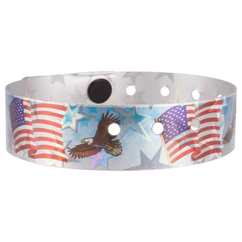 Holographic Expressions Plastic Wristbands 3/4" American Eagle Design 4830HS - Light Blue (500/Box) - Wristbands.com
