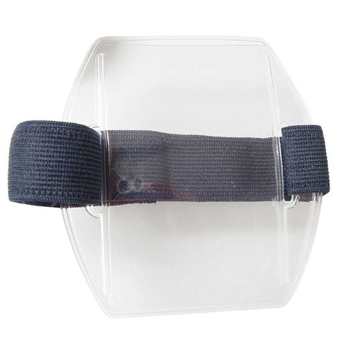 Vinyl Vertical Arm Band Badge Holder with Strap, 2.38" x 3.38" (25/Box) - Wristbands.com