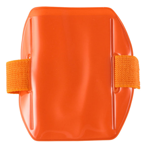 Vinyl Vertical Arm Band Badge Holder, 2.38" x 3.38" - Fluorescent Orange (25/Box) - Wristbands.com