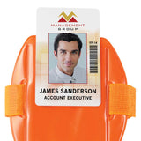 Vinyl Vertical Arm Band Badge Holder, 2.38" x 3.38" - Fluorescent Orange (25/Box) - Wristbands.com