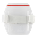 Vinyl Vertical Arm Band Badge Holder with Resealable Closure and Strap, 2.38" x 3.38" (25/Box) - Wristbands.com