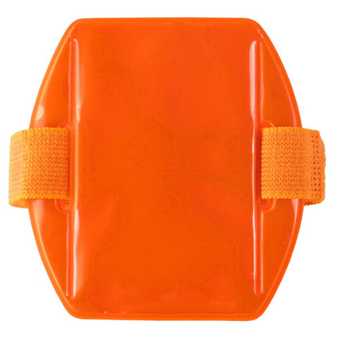 Vinyl Vertical Arm Band Badge Holder, 2.38" x 3.38" - Reflective Orange (25/Box) - Wristbands.com
