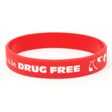 Silicone 1/2" Wristbands Happy To Be Drug Free (100/Pack) - Wristbands.com