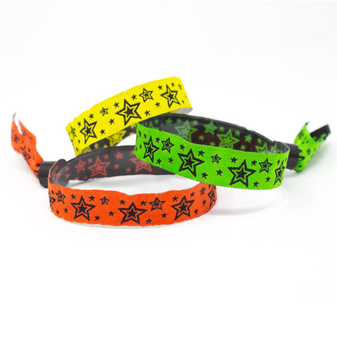 Woven Wristbands 1/2" Star Explosion - High Security Closure WOVST (100/Pack) - Wristbands.com