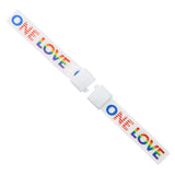 Pride White Lanyard with printed text One Love and white breakaway | Wristbands.com