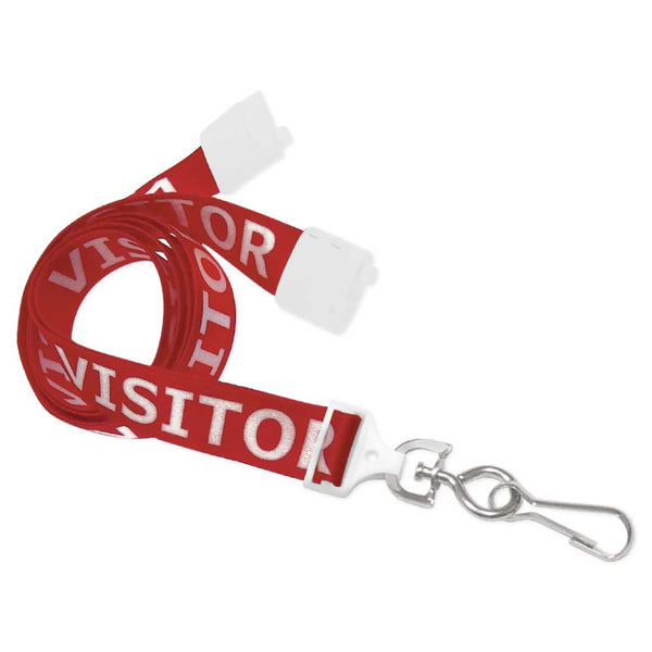 Visitor Lanyard 5/8" - Red (100/Pack) - Wristbands.com