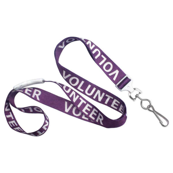 Volunteer Lanyard 5/8" - Purple (100/Pack) - Wristbands.com