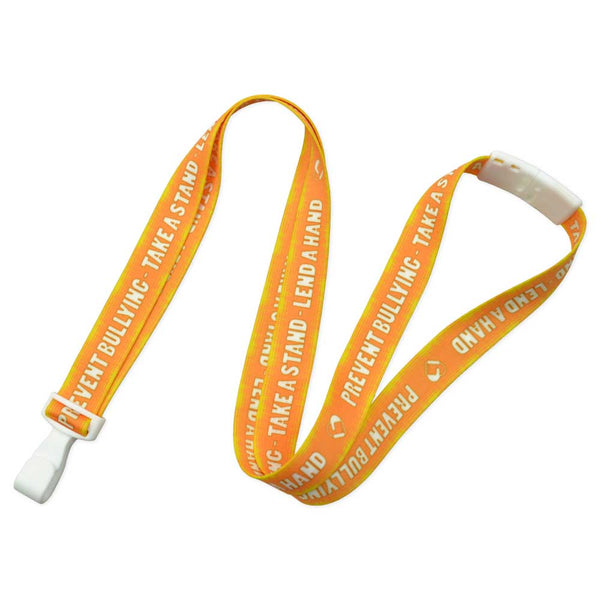 Anti-Bullying Lanyard 5/8"- Orange (100/Pack) - Wristbands.com