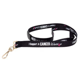 I Support A Cancer Warrior 5/8" Lanyard - Black (25/Pack) - Wristbands.com