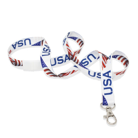 Patriotic Lanyard - USA Flag on White Background 5/8" (100/Pack)