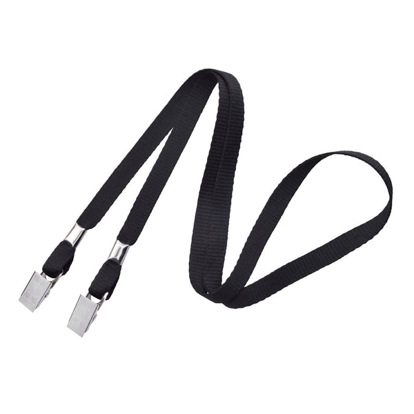 3/8" Open Ended Lanyard with Two Bulldog Clips (100/Pack) - Wristbands.com