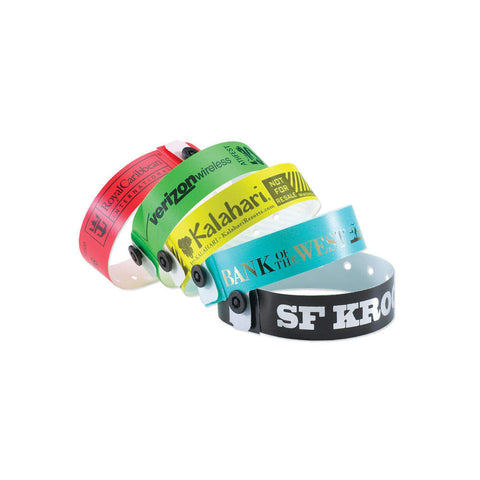 SuperBand® Custom Plastic Wristbands 3/4" Imprinted 400P Snap Closure (500/Box) - Wristbands.com