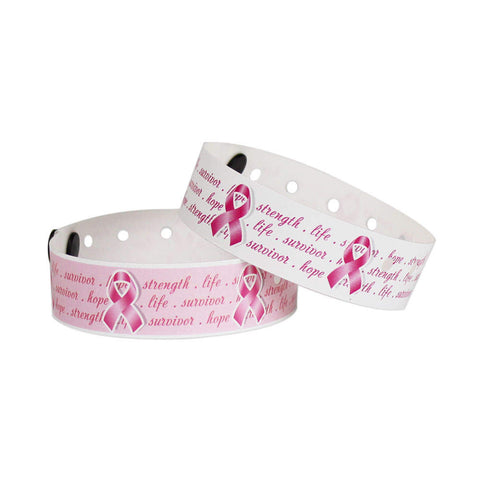 Superband® Expressions Plastic Wristbands 3/4" Pink Ribbon Design 4042 (500/Box) - Wristbands.com