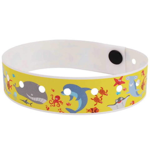 SuperBand® Expressions Plastic Wristbands 3/4" Under The Sea Design 4070 - Yellow (500/Box) - Wristbands.com