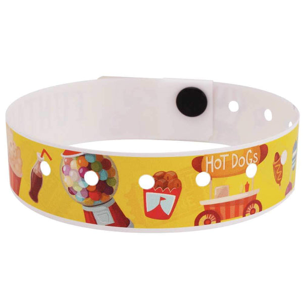 SuperBand® Expressions Plastic Wristbands 3/4" Fun Fair Design 4072 - Yellow (500/Box) - Wristbands.com