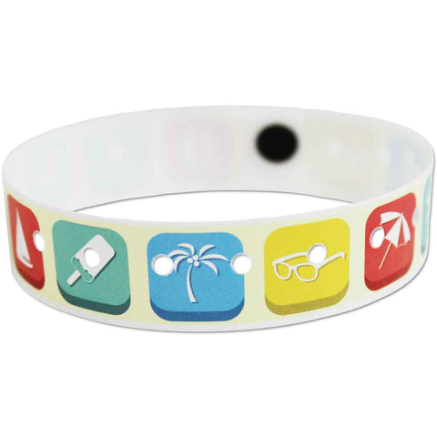 SuperBand Expressions Plastic Wristbands 3/4" Beach Design 4075 - Yellow (500/Box) - Wristbands.com