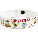 SuperBand® Plastic Wristbands 3/4" Circus Design 4077 - White (500/Box) - Wristbands.com