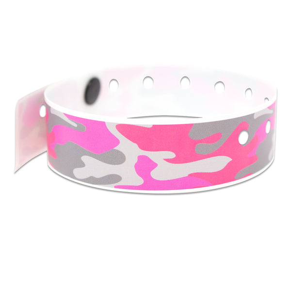 SuperBand® Expressions Plastic Wristbands 3/4" Pink Camo Design 4081 (500/Box) - Wristbands.com