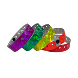 Holographic Plastic Wristbands 3/4" Confetti Design 4800 (500/Box) - Wristbands.com