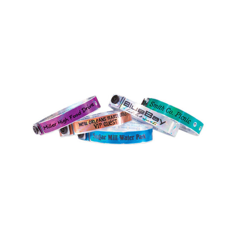 Custom Holographic Wristbands Plastic Kaleidoscope® Design 1/2" Imprinted 480P (500/Box) - Wristbands.com
