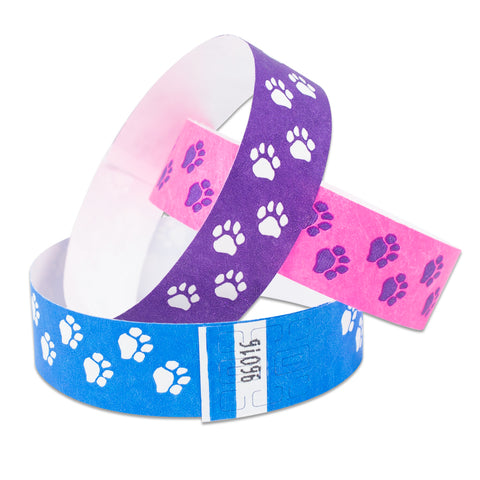 Tytan Band® Expressions Tyvek Wristbands 3/4" Paw Prints Design NTX06 (500/Pack) - Wristbands.com