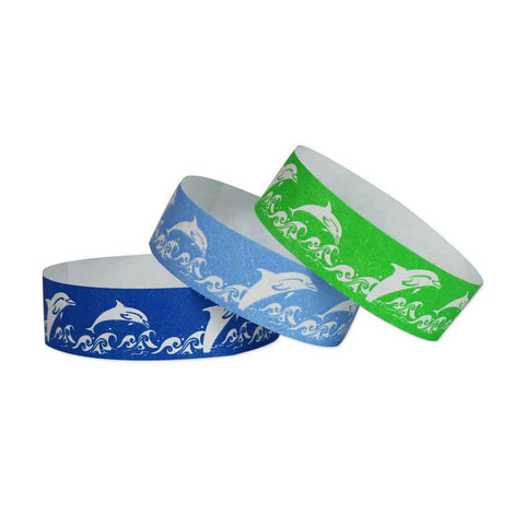 Tytan Band® Expressions Tyvek Wristbands 3/4" Dolphins Design NTX50 (500/Pack) - Wristbands.com