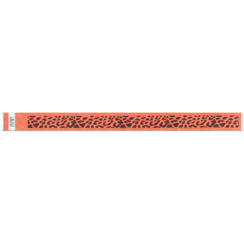 Tytan Band® Expressions Tyvek Wristbands 3/4" Leopard Design NTX58 - Day Glow Orange (500/Pack) - Wristbands.com