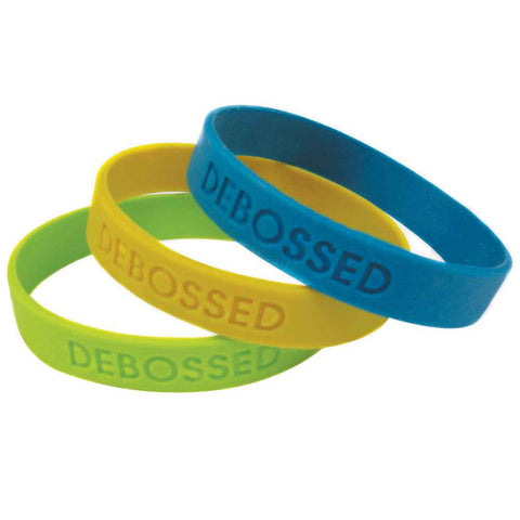 Custom Silicone Wristbands 1/2" Debossed & Imprinted SILDAI - ADULT (100/Pack) - Wristbands.com
