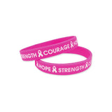 Silicone Wristbands Color Fill Debossed 1/2" Hope Design - Hot Pink (100/Pack) - Wristbands.com