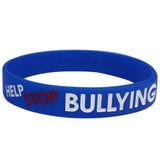 Silicone Wristbands Color Filled Debossed 1/2" Help Stop Bullying! Stand Up and Speak Out - Blue (100/Pack) - Wristbands.com
