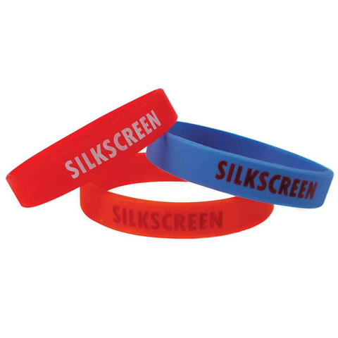 Silkscreen & Imprinted 1/2" Custom Silicone Wristbands SILSAI - ADULT (100/Pack) - Wristbands.com