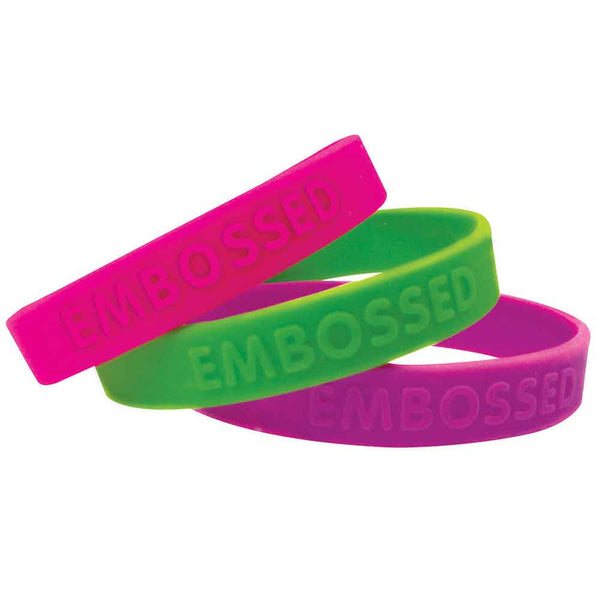 Embossed & Imprinted 1/2" Custom Silicone Wristbands SILECI - CHILD (100/Pack) - Wristbands.com