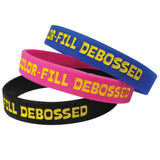 Color Fill Debossed Imprinted 1/2" Custom Silicone Wristbands SILSDAI - ADULT (100/Pack) - Wristbands.com