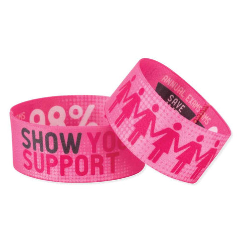 Woven Wristbands Polyester/Nylon 1" Full Color, Dual Sided, Show Your Support Design - Pink (50/Pack) - Wristbands.com