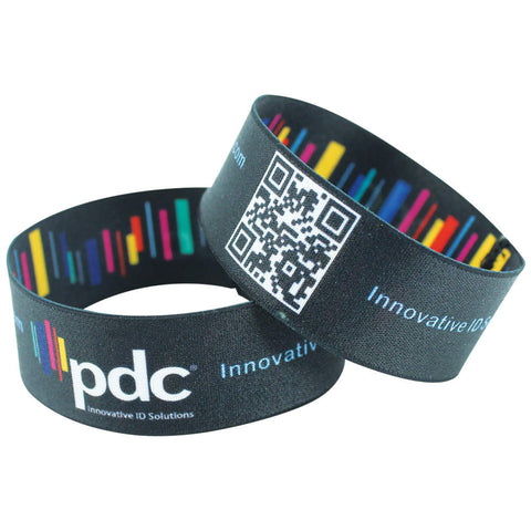 Woven 1" Stretch Custom Imprinted Wristbands Full Color (50/Pack) - Wristbands.com