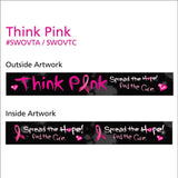 Woven Wristbands Polyester/Nylon 1" Full Color, Dual Sided, Think Pink Design - Black (50/Pack) - Wristbands.com